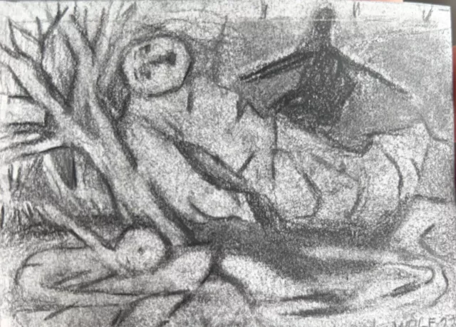 original pencil drawing ACEO Carol Eugenia Graham ‘On Top of Me'