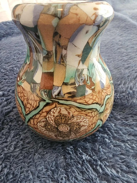 JEAN GERBINO VALLAURIS France Mosaic Art Pottery Vase, 3.25