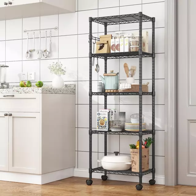 5 Tier Wire Shelving Unit on Wheels, Adjustable Storage Racks and Shelving, Heav 2