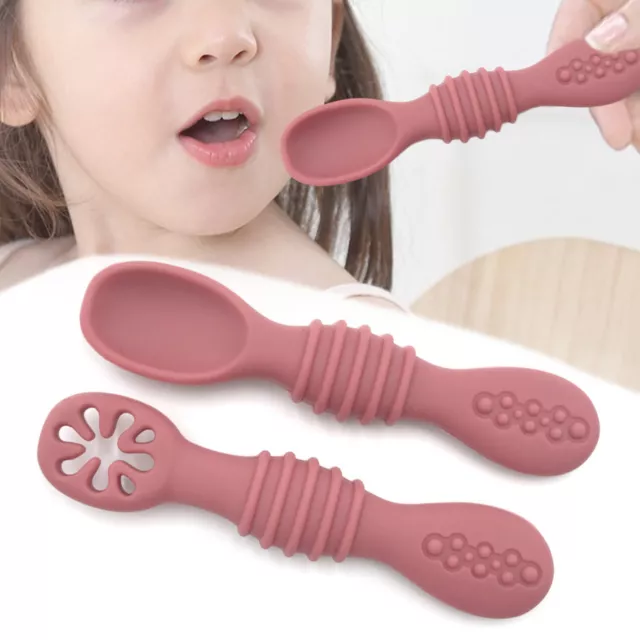 1set Baby Training Spoon Flexible Not Deformed Easy to Grip Anti-drop Cute