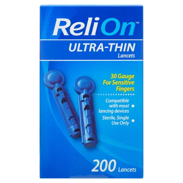 Lancetas ultrafinas Relion, calibre 30 - 200 lancetas