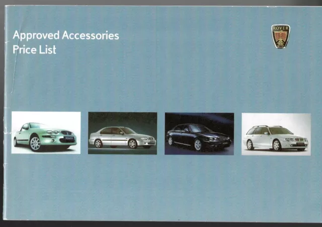 Rover 25 45 75 Accessories Prices & Part Numbers 2001-02 UK Market Brochure