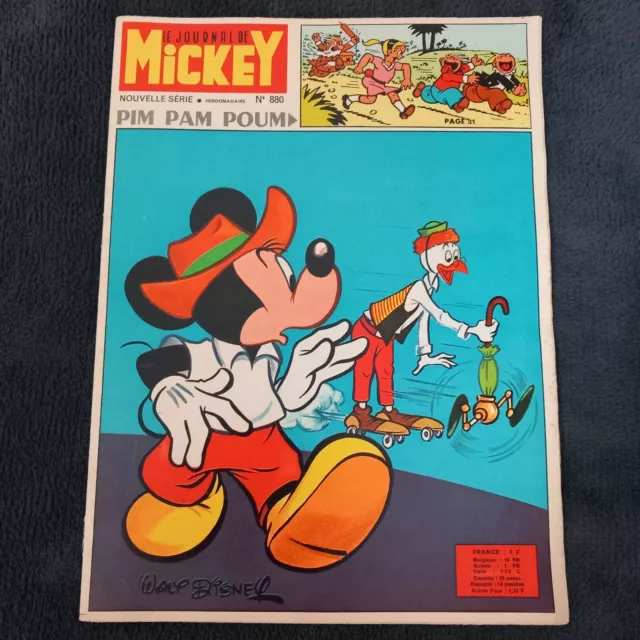 Le Journal de Mickey n°880 avril 1969*Donald Picsou Rapetou*Zorro*Très bel état