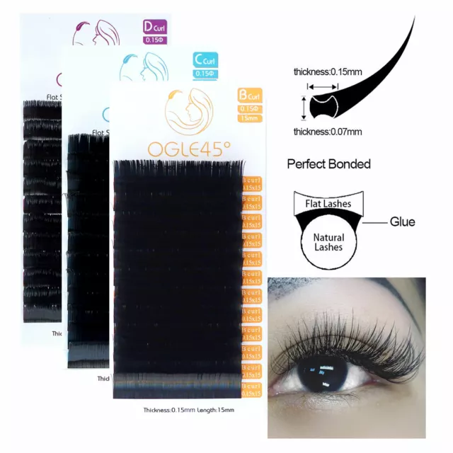 OGLE45° Flat Eyelash Extensions Ellipse Lashes Matte Lash for Russian Volume