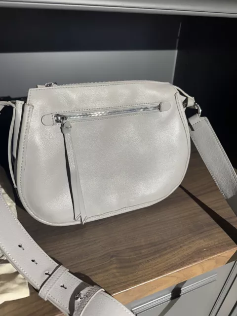 Ted Baker Bovine Leather Top Zip Strap Crossbody Handbag Gray
