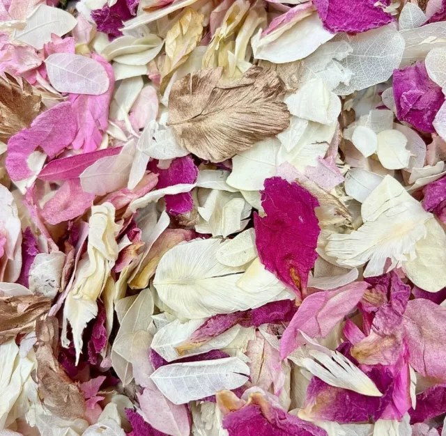 1 ROSE GOLD, Pink, Ivory Dried Biodegradable Wedding Confetti. Real Flower Petal