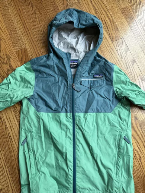 Patagonia  Torrentshell Waterproof Rain Jacket  Boys Xxl 16-18 Green Hooded