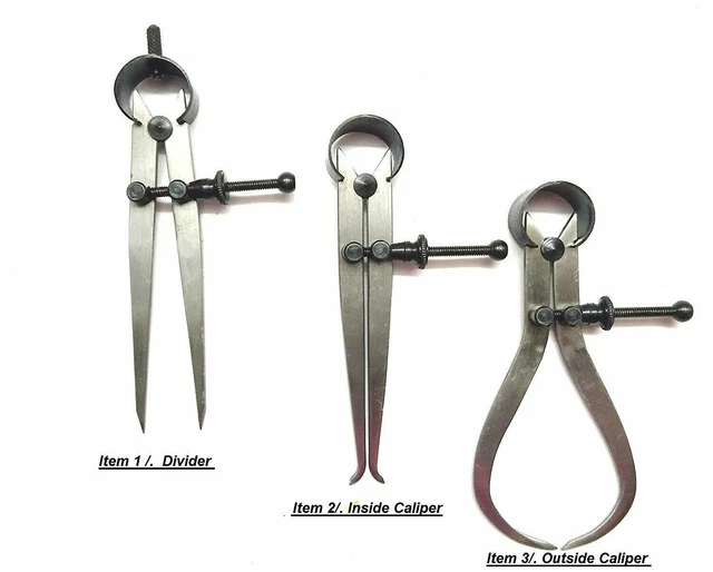 3 Pieces Spring Caliper Set - Inside, Outside & Divider 4" inch (100 mm)