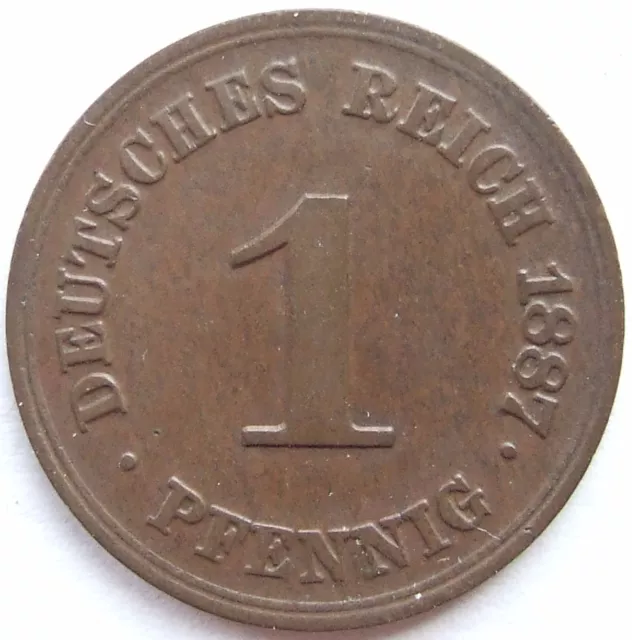 Moneta Reich Tedesco Impero Tedesco 1 Pfennig 1887 F IN Extremely fine