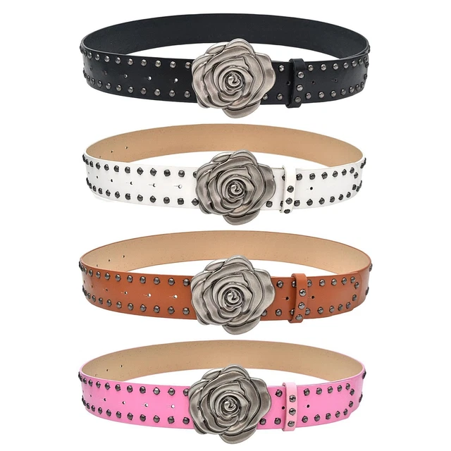 Ceinture Femme Fine En Cuir Noir Avec Strass Et Boucle épingle - Neuf Avec étiquettes