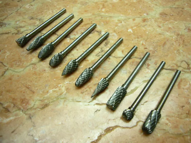 10 x Tungsten Carbide Rotary Burr burrs points 3mm shank 6mm head Dremel grinder