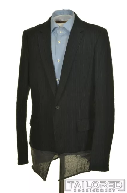 KOLOR Blue Striped Wool Cotton LAYERED Blazer Sport Coat Jacket - 4 / US 38 L