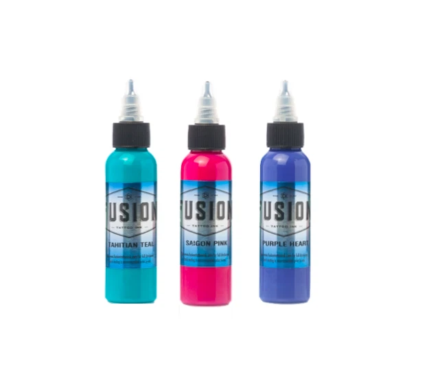 FUSION Tattoo Inks Standard Colors Mini Set #4 of 3 Bottles 1/2 oz Authentic USA