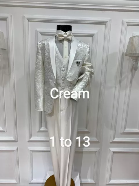 Boys Stunning Ivory, Navy ,Tuxedo Boys Dinner Suit James Bond Suit 1- 14