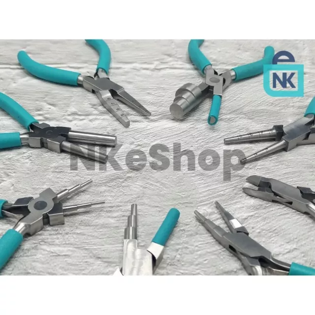 Jewelry Plier Set of 8 Pliers with Stand Green Grip Pliers