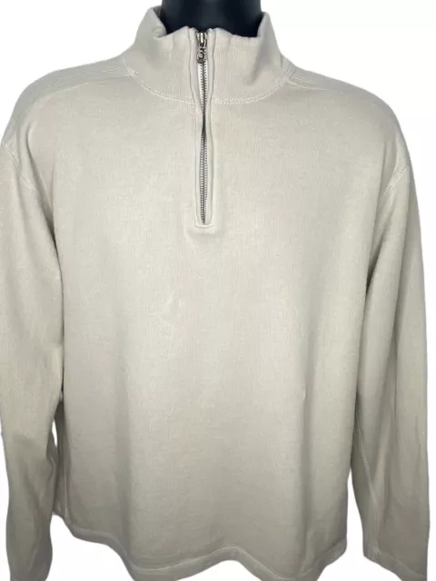 Rugged Trails Men’s Pullover Sweater L Cream Beige 1/4 Zip Turtleneck Collar