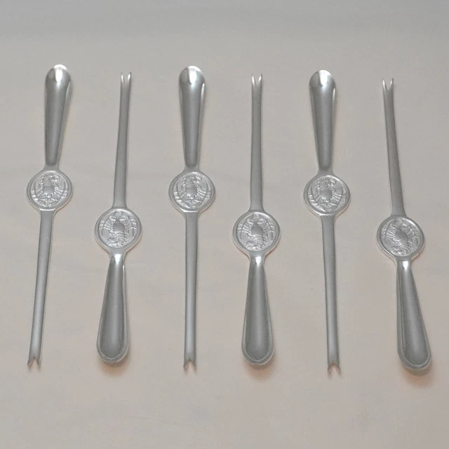 Posate da servizio in argento Sheffield sei forchette/picks per aragosta 19 cm NUOVE