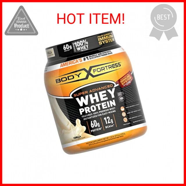 BODY FORTRESS SUPER Advanced Whey Protein Powder, Vanilla, Immune