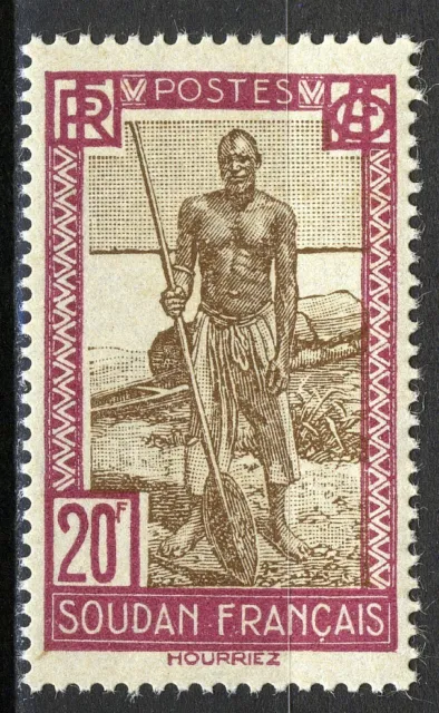 French Soudan 1931, 20Fr Niger boatman MNH, Yv 88