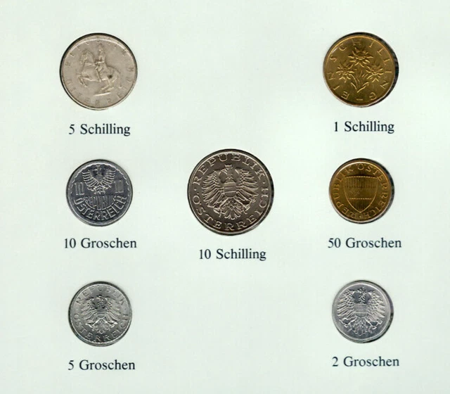 Coin Sets of All Nations Austria 1962-1994 UNC 5 Schilling 1962 Silver 1.9.89 3