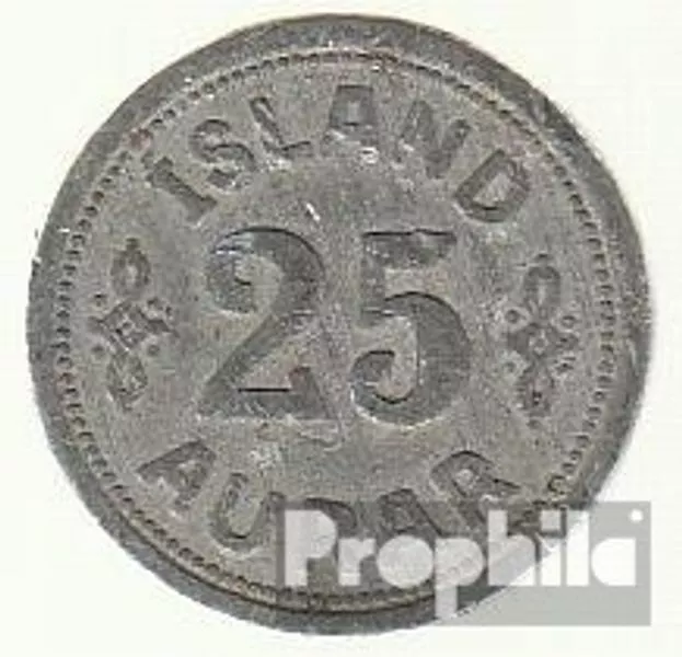 Iceland km-number. : 2 1942 very fine zinc very fine 1942 25 Aurar Gekröntes Cre