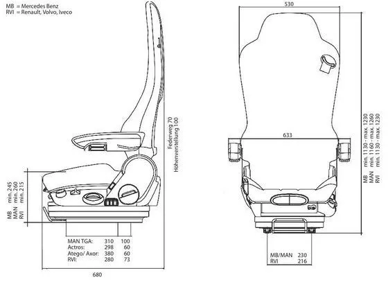 GRAMMER LKW Fahrersitz Kingman Komfort Actros MP1 - 1141884 3