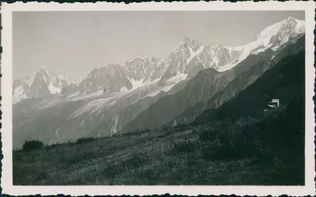 France, Chaîne du Mont Blanc vu du Col de Voza Vintage silver print. Savoie. Pho