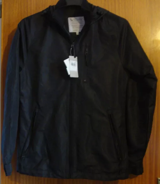 Tu MEN'S / BOYS BLACK SHOWER RESISTANT ZIP-UP JACKET WITH HOOD - XS - NEW - BNWT