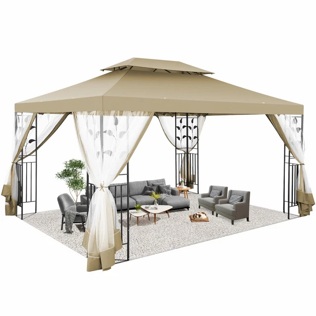 Gazebo Santo Domingo 3x3m - Struttura Acciaio, Telo Poliestere 180g/m², Con Zanzariera - Foto 3