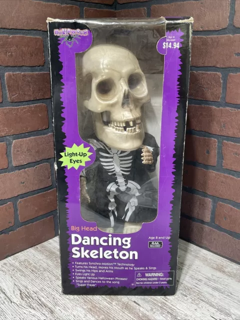 Gemmy 16" Big Head Halloween Singing Dancing Skeleton Animated Super Freak READ