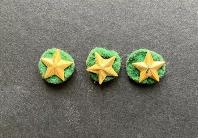 3 Vintage SERVICE STAR Boy Scout Uniform PINS Green Felt Screw Back Badge BSA