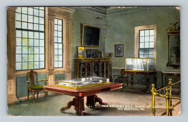 Mt. Vernon VA-Virginia, George Washington's Home, Banquet Room Vintage Postcard