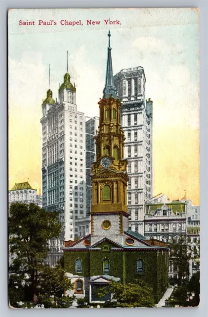 New York City NY St Saint Paul's Chapel Church Trinity Old Postcard View 1910s