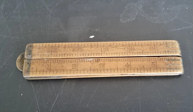 Vintage Box wood & Brass 24" folding ruler - John Rabone & Sons - Birmingham