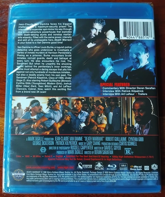 DEATH WARRANT (1990) Bluray (Region ALocked) Scorpion Releasing New