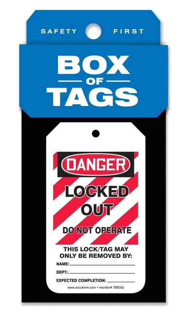 Lockout Tags, Box of 200 Tags, Locked Out - Do Not Operate, US Made