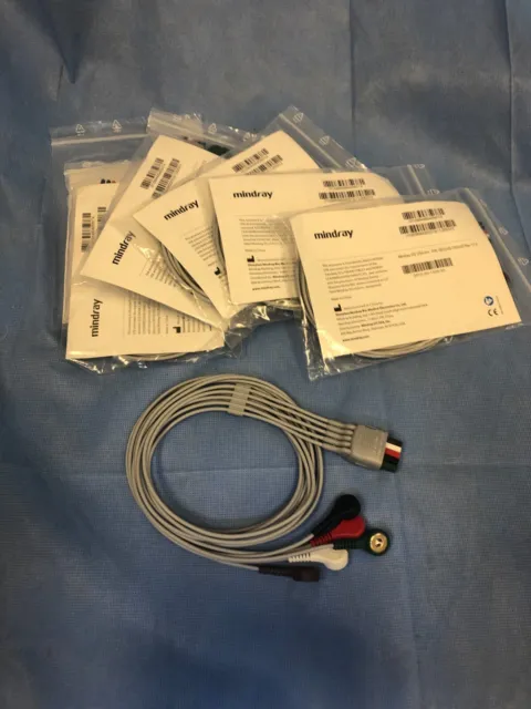 Mindray P/N: 0012-00-1503-03 Rev 17.0 - 5 lead ECG Cable - NEW - LOT of 6
