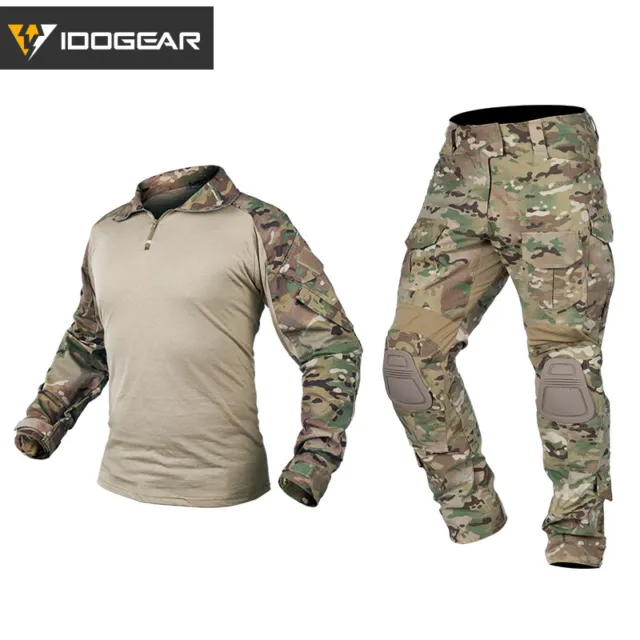 IDOGEAR Uniforme Táctico BDU G3 Camisa y Pantalones de Combate Rodilleras Actualización Ver Camuflaje