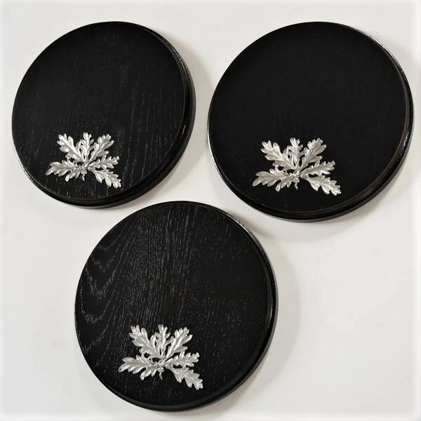 3 Pieza Placa de Jabalí Tablero Keiler Escudo de Trofeo Redondo Oscuro Af 19cm 3