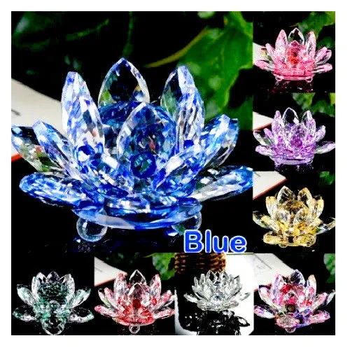 Large All Colours Crystal Lotus Flower Ornament Crystocraft Home Decor_Newukfast