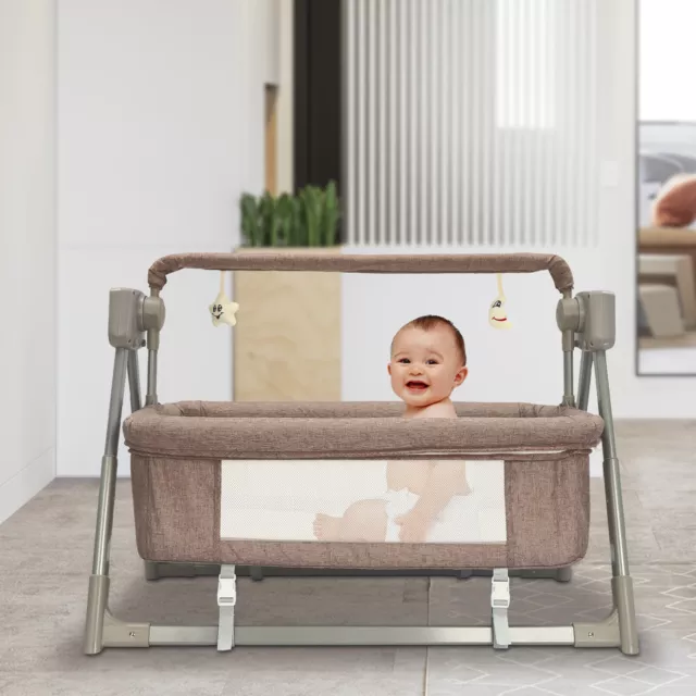 Electric Baby Cradle Auto-Swing Crib Infant Basket Sleeping Bed w/Remote Control