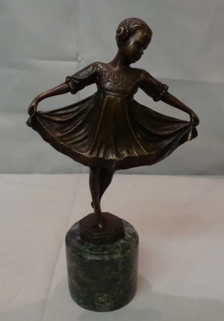 Estatua Bailarín Ópera Art Deco Estilo Art Nouveau Estilo Bronce sólido Firmado
