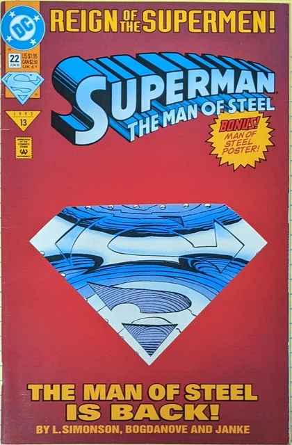 Superman: The Man of Steel #22 [Die-Cut Cover] 1993, DC Reign Supermen C4
