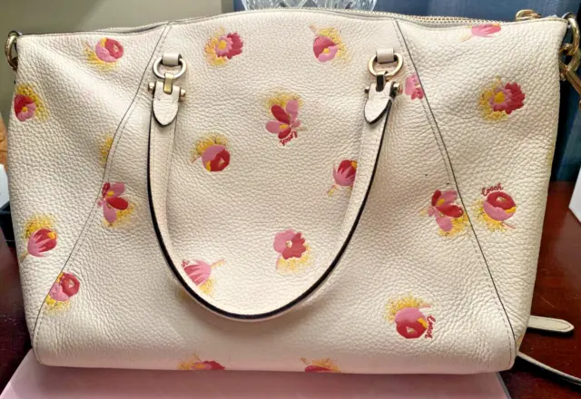 Coach  With Pop Floral Print Coach Leather Handbag Retails at $300