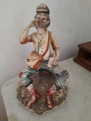 VECCHIA STATUA PORCELLANA DI CAPODIMONTE CERAMICA VENDITRICE DI FIORI GRANDE 