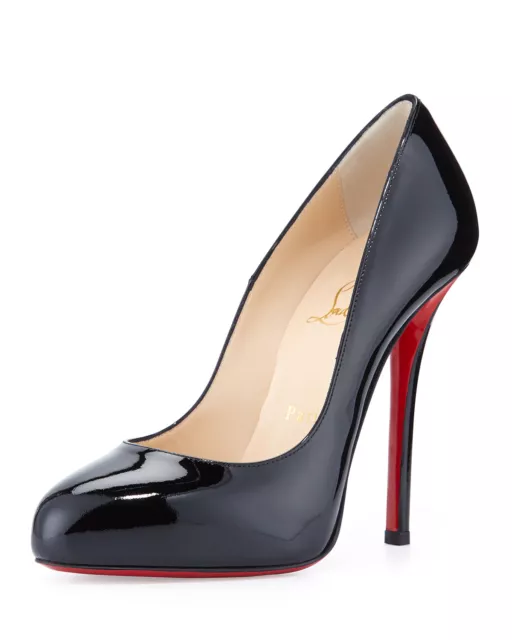 100% Authentic New Women Louboutin Argotik 120 Black Patent Pumps/Heels Us 7