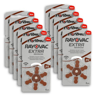 Extra 60 Batterie PILE RAYOVAC Extra 312 per Apparecchi Acustici PROTESI udito PR41 