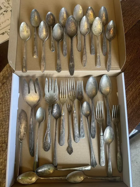 old silver plated silverware lot