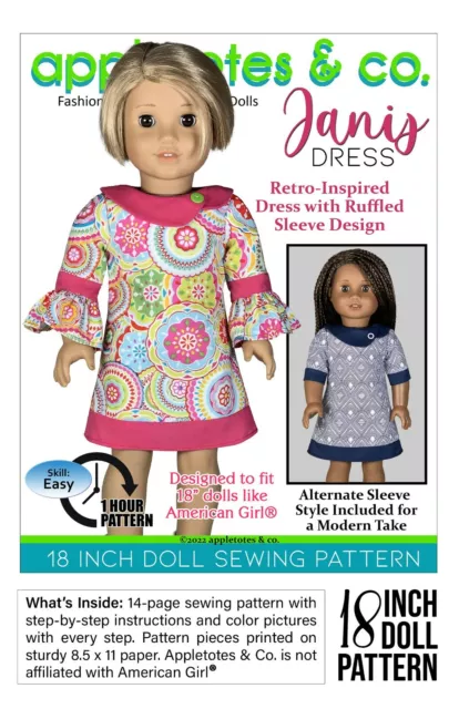 18 Inch Doll Pattern | Janis Dress | Fits 18" Dolls such as American Girl