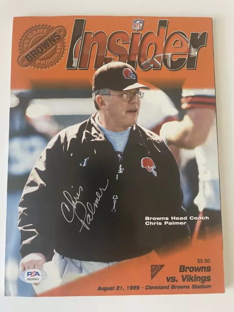 Chris Palmer Signed Program from FIRST GAME EVER at Cleveland Browns Stadium PSA